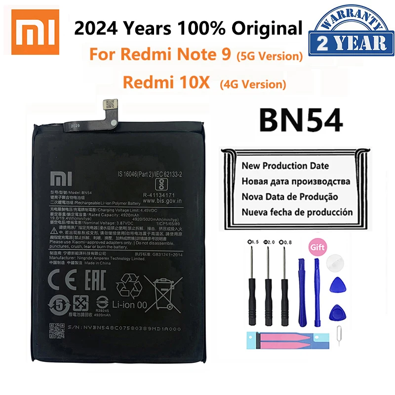 100% オリジナルシャオ mi BN53 BN54 BN55 電話のバッテリーシャオ mi Redmi 注 9 10 プロ 9S 10X 4 グラム 5 グラム交換電池 Bateria