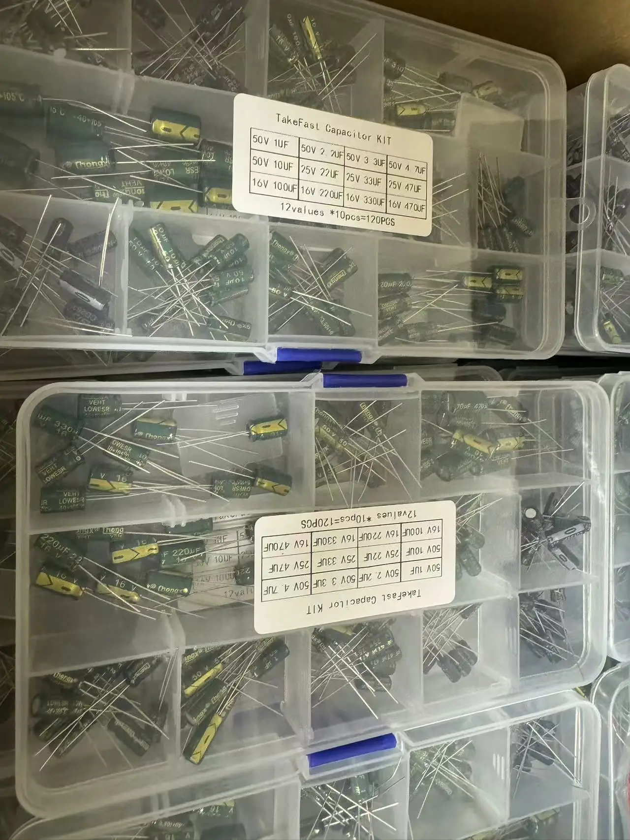 120 Uds desayuno 16V 25V 50V Kit de condensadores electrolíticos de aluminio 12 valores 1uF-470uF 0,22uF-470uF condensador electrolítico DIP