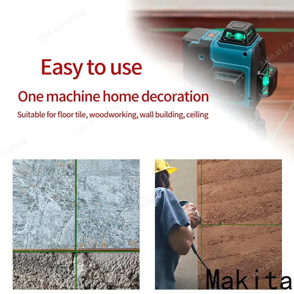 Makita-Láser de luz verde de nivel cruzado Vertical Horizontal, 16 líneas, 360, herramienta portátil montada en la pared de alta precisión