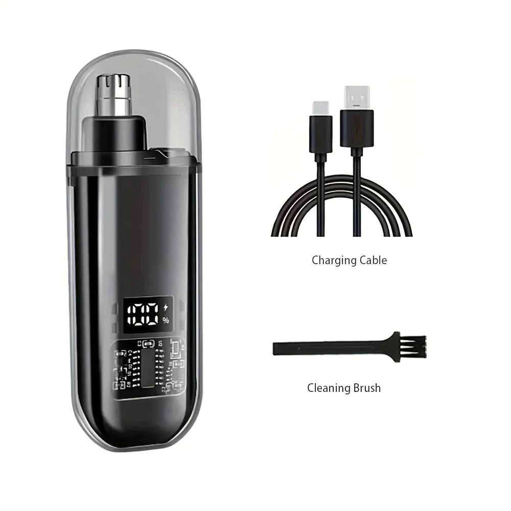 남성에게 적합, USB 충전 코 및 귀 털 트리머 휴대용 전기 코 털 깎기, 미니 컴팩트 디자인, 빠른 충전