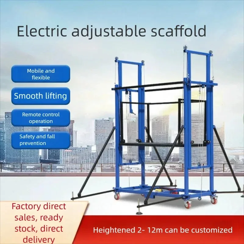 Plataforma de elevação elétrica automática, elevador de andaime com controle remoto com função de bancada para armazém e instalação