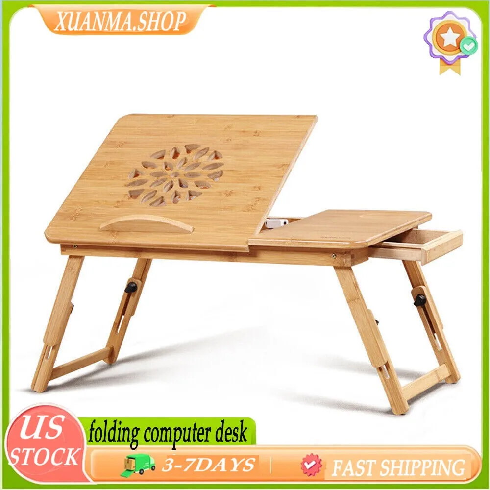 New Bamboo Portable Folding Table Laptop Table Sofa Computer Furniture Desk