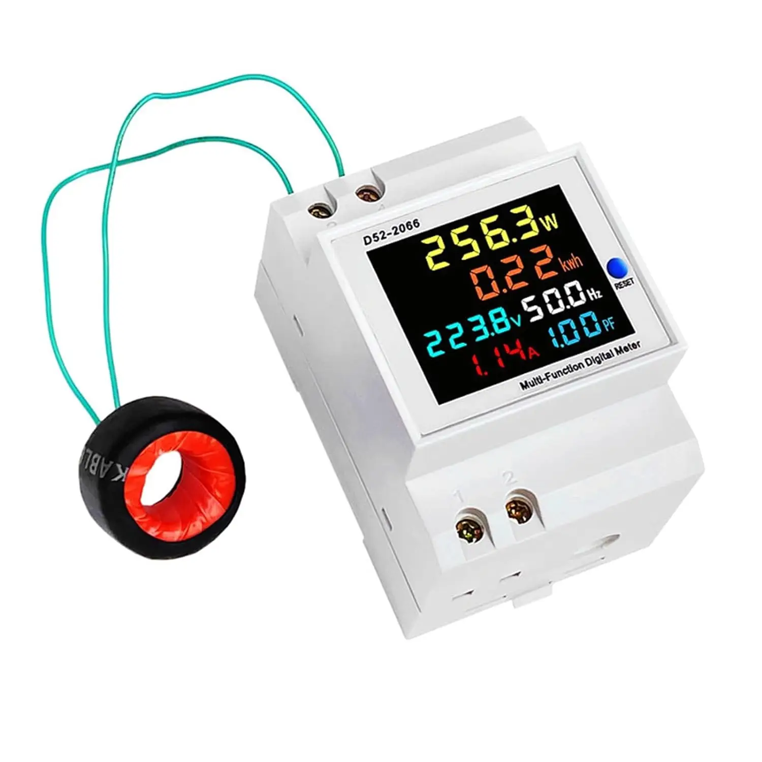 Single Phase Energy Meter Din Rail Electricity Usage Monitor AC 40-300V 100A Voltmeter Ammeter Watt Kwh Frequency Power Meter
