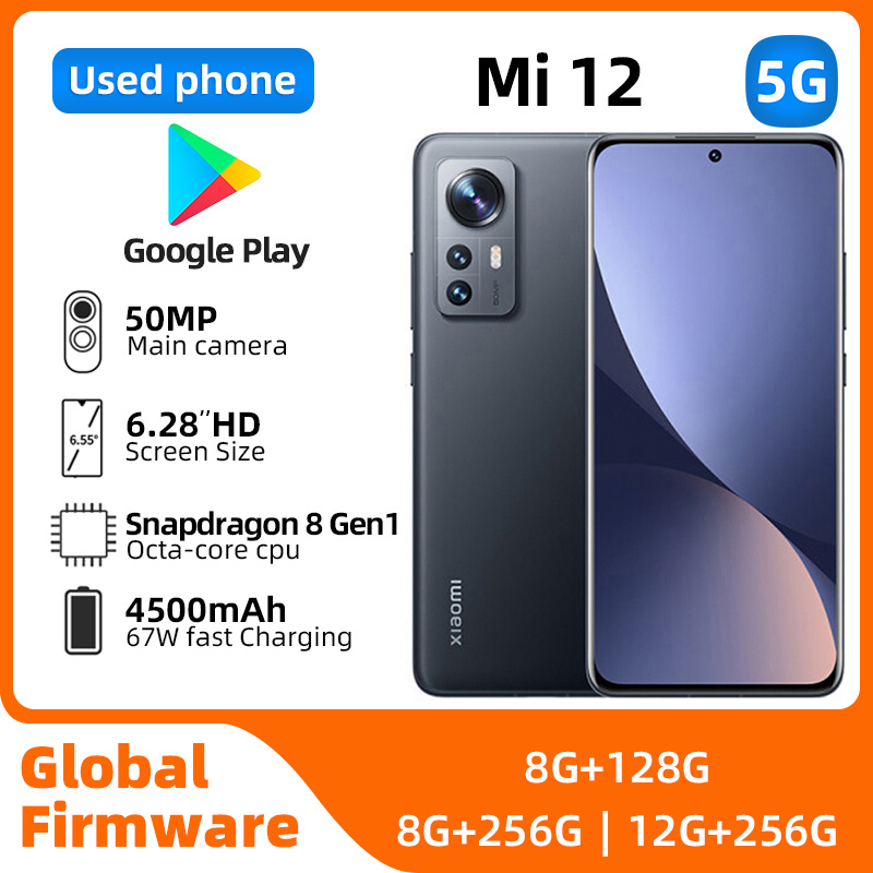 Xiaomi-teléfono inteligente Mi 12, Android 5G, desbloqueado, 6,28 pulgadas, 12GB de RAM, 256GB de ROM, todos los colores, en buen estado, Original, usado