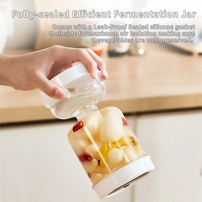 BABQ Pickle Container Jar Easy Kimchi Wet Dry Separation Leak-Proof Lid Canned Pears Olive Pineapple Pickled Cucumber