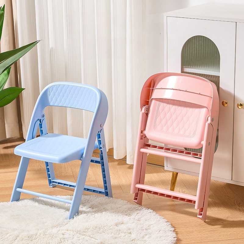Silla con respaldo plegable para niños, taburete bajo de plástico para sala de estar, silla para el hogar, resistente, antideslizante y cómoda