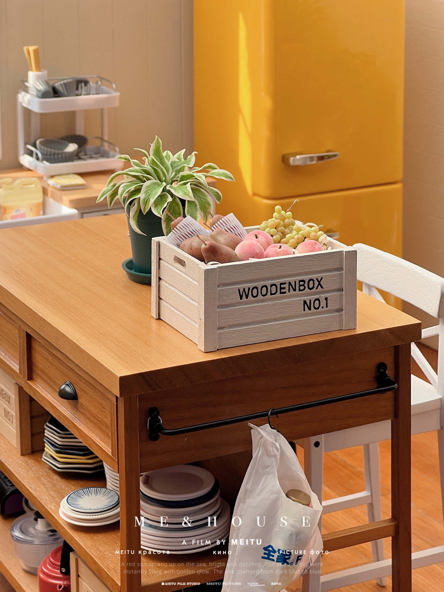 Năm 1/6 Nhà Búp Bê Mô Hình Nội Thất Mini Mẫu Bàn Bếp Treo Cần