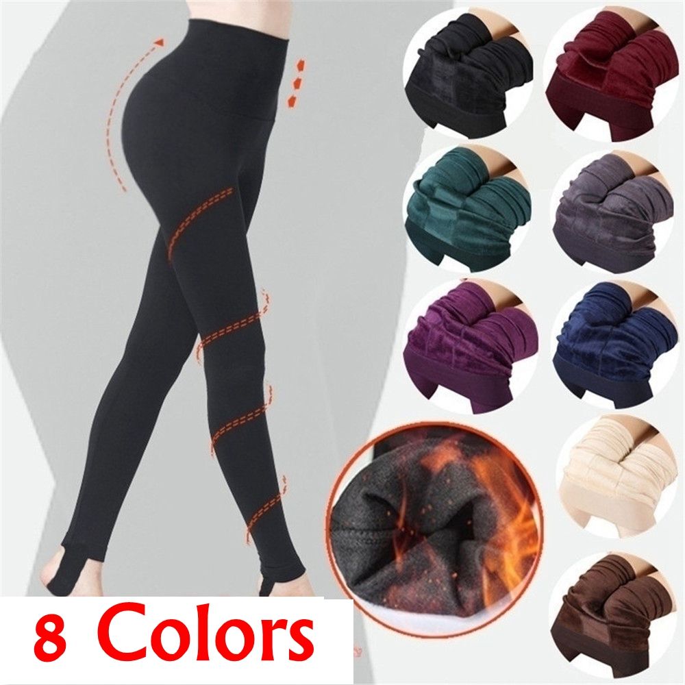 Women Winter Thermal Warm Thick Pantyhose Fluff Lined Stretch Slim Leggings Pants