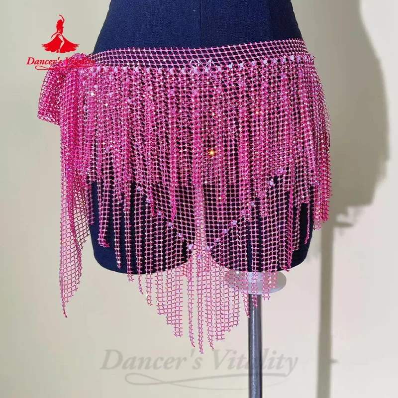 Belly เต้นรําประสิทธิภาพเข็มขัดผู้หญิงอาวุโสเพชรสามเหลี่ยมพู่ผ้าพันคอสะโพก Oriental Dance การแข่งขันอุปกรณ์เสริม