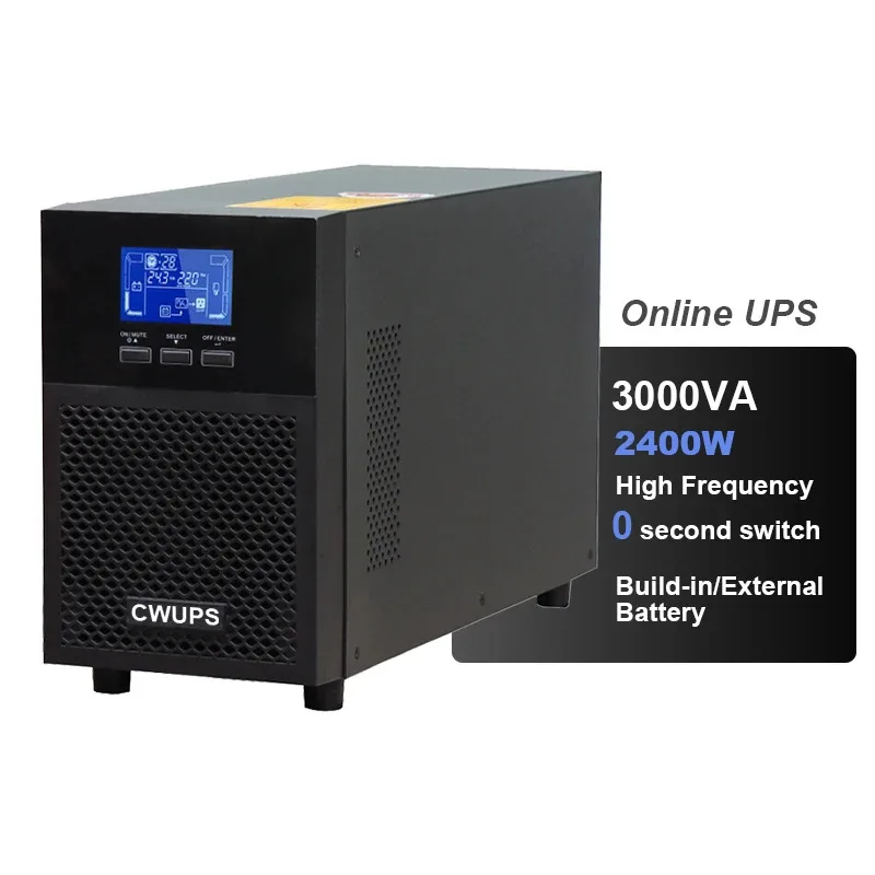 3kva 2400w Pure Sine Wave พลังงานสํารองอย่างต่อเนื่องออนไลน์ Ups สําหรับ Office 2 3 4 5 คอมพิวเตอร์เดสก์ท็อป