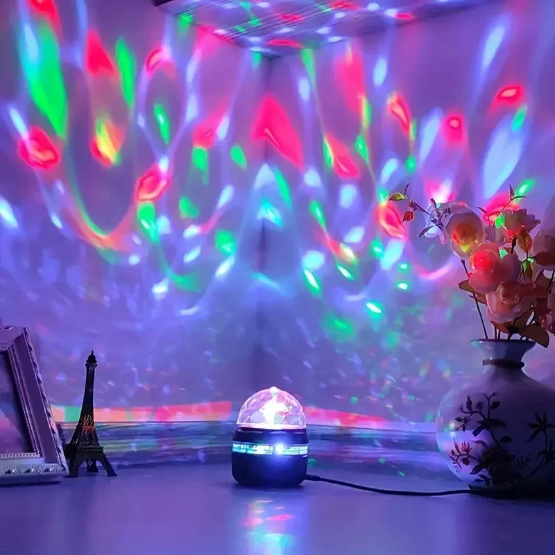 LED Starry Sky Projector Light USB Remote Control Rotating Aurora Galaxy Spotlight for Magic Ball Stage KTV Atmosphere Decor