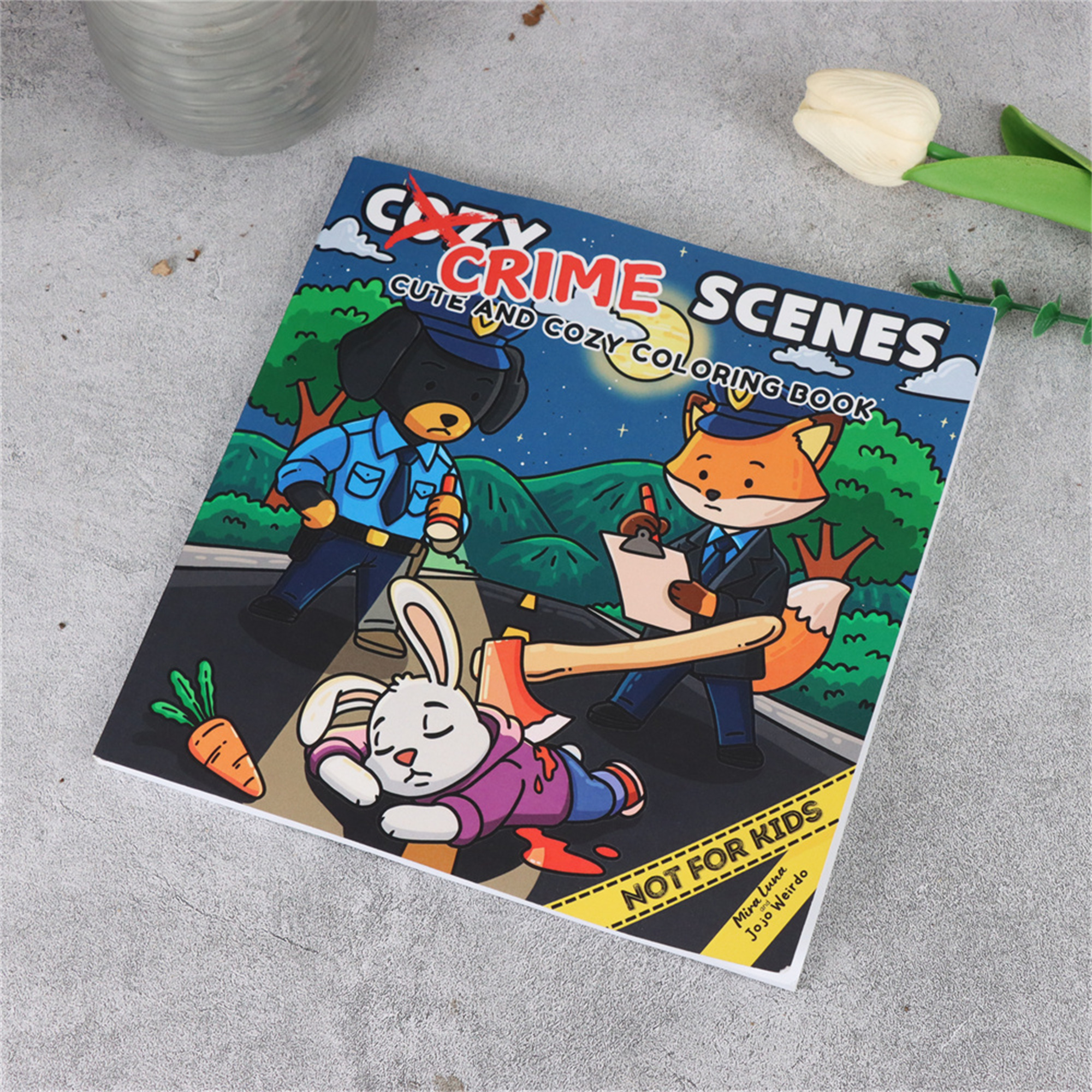 CRIME SCENES Malbuch mit kräftigen, einfachen Mustern für Erwachsene, niedliches Zeichenbuch, perfektes Geschenk für Party und Geburtstag