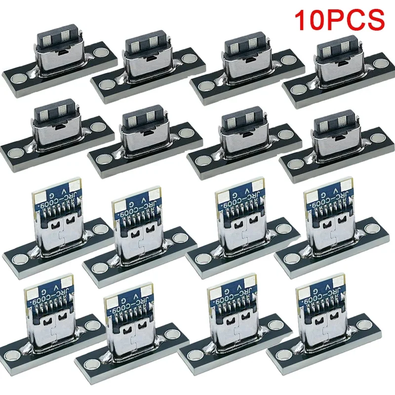 10 ชิ้น USB 3.1 ประเภทซ็อกเก็ต C (พร้อมแผ่นยึดสกรู) 2 พิน, 4 พินขั้วต่อหญิงแจ็คชาร์จพอร์ตไปข้างหน้าและย้อนกลับ