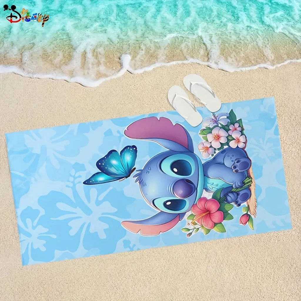 Stitch Beach Towel: Adorable Design with Butterfly and Flowers - Perfect for Summer! Suitable for towels, bath towels