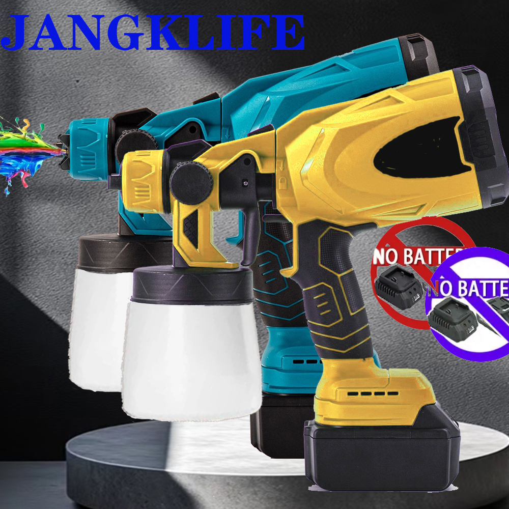 800ml pistola elétrica sem fio pulverizador de pintura auto móveis revestimento aço aerógrafo compatível para makita 18v bateria