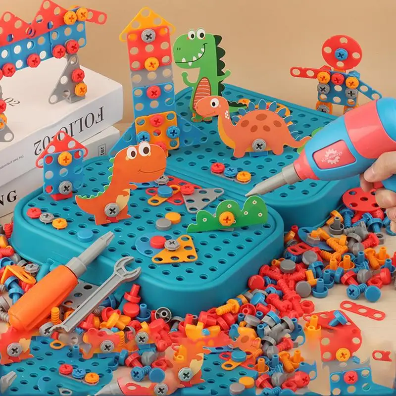 351 pcs/211 pcs เด็ก DIY เครื่องมือชุดของเล่นไฟฟ้าเจาะสกรู 3D ปริศนาของเล่นแกล้งทําเป็นเล่นชุดเครื่องมือ 2D/3D ของเล่นเพื่อการศึกษา