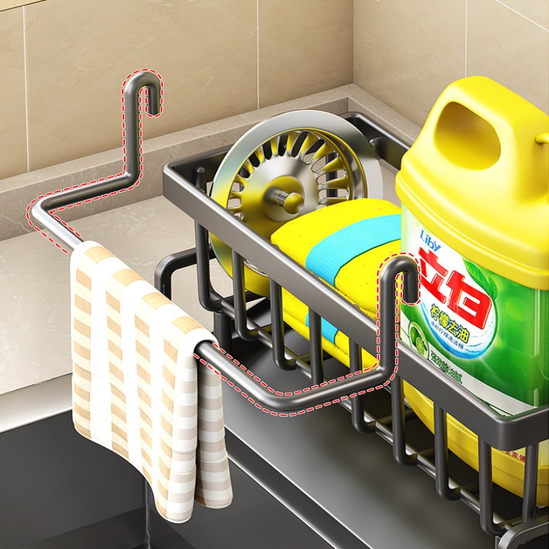 Kitchen Stainless Steel Sink Drain Rack Sponge Holder Faucet Storage Soap Drainer Towel Rack Shelf Organizer Accessories