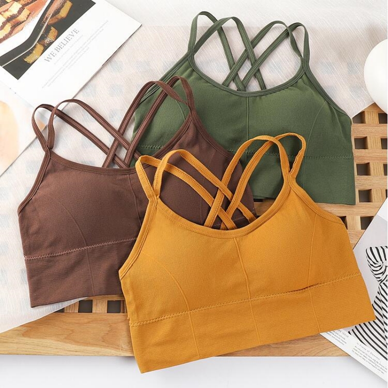 Sexy Frauen Tops Zurück Cross Strap Tank Top Laufsport-Bh Atmungsaktive Soft Fitness Einfarbig Yoga Bh