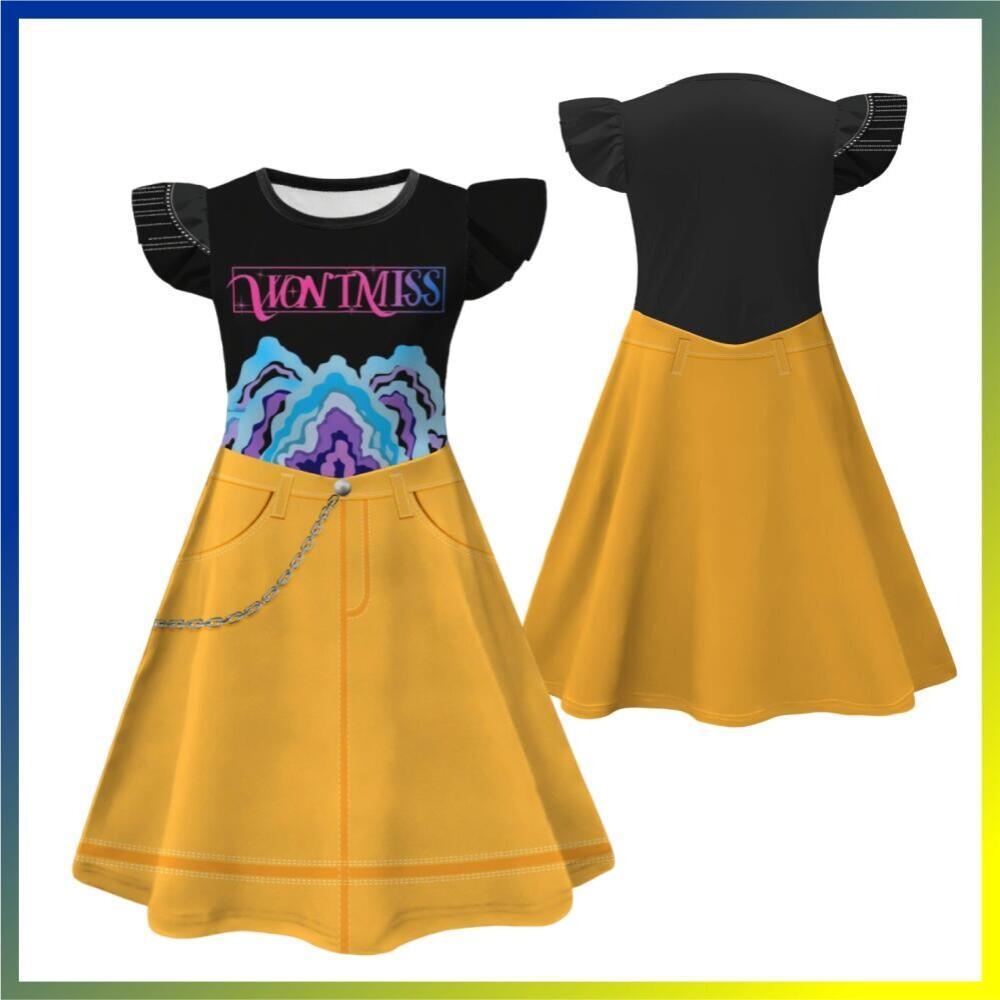 ハロウィン ゾーイ ミラ ルミ ハンターズ カラフル コスプレ衣装 女の子用 映画 K-POPグループ デーモンアイドル ロールプレイ フライングスリーブドレス