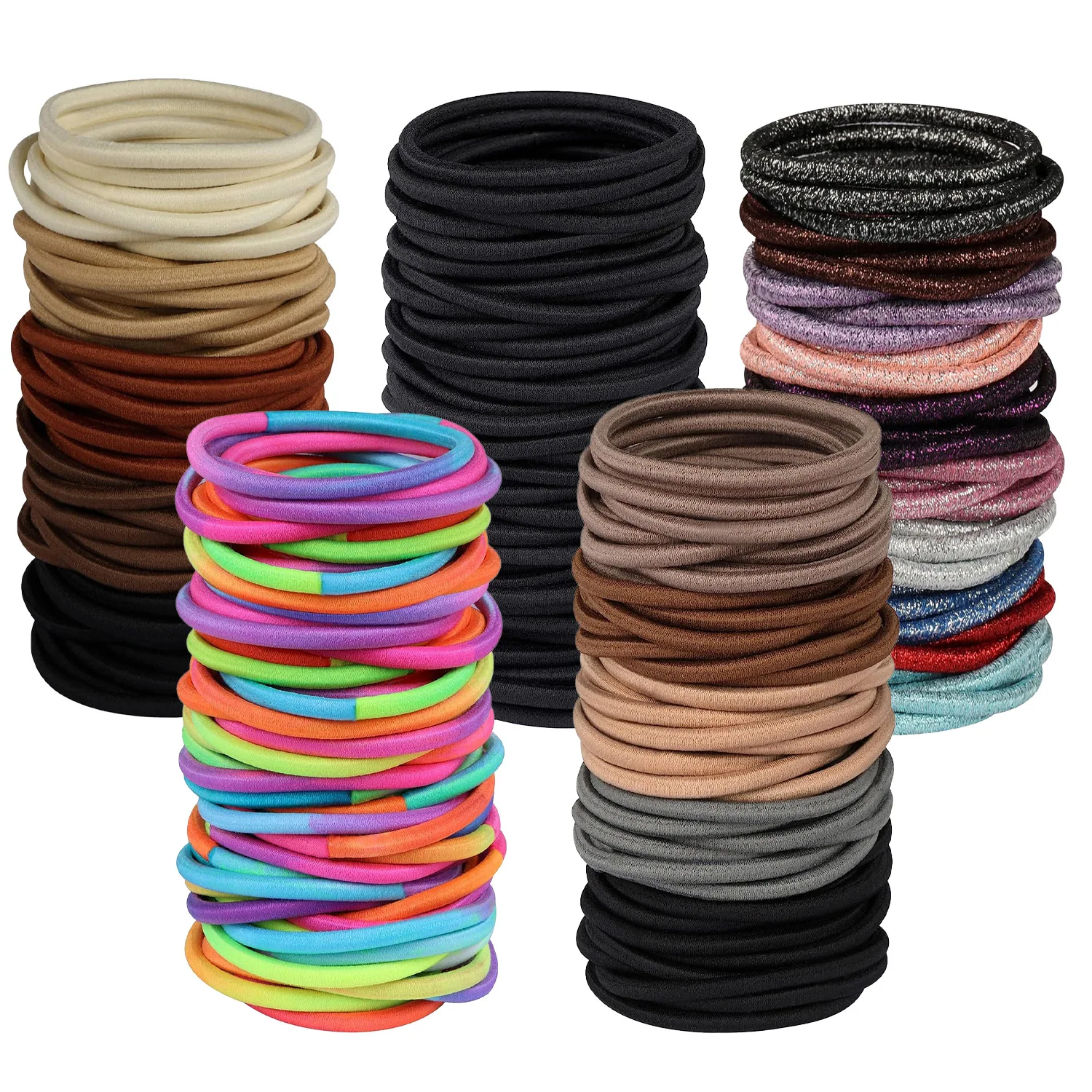 10/50 Uds. 4mm mezcla de colores negro sin daños elásticos lazos para el cabello bandas ligas colas de caballo soportes para hombres mujeres niñas y niños a granel