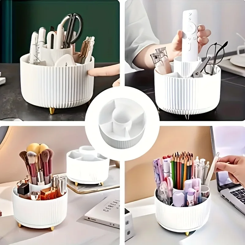 Um 360 Grad drehbare Kosmetik-Aufbewahrungsbox – Kosmetik-Aufbewahrungsbox mit 5 Fächern – multifunktionale Aufbewahrungsbox für Pinsel