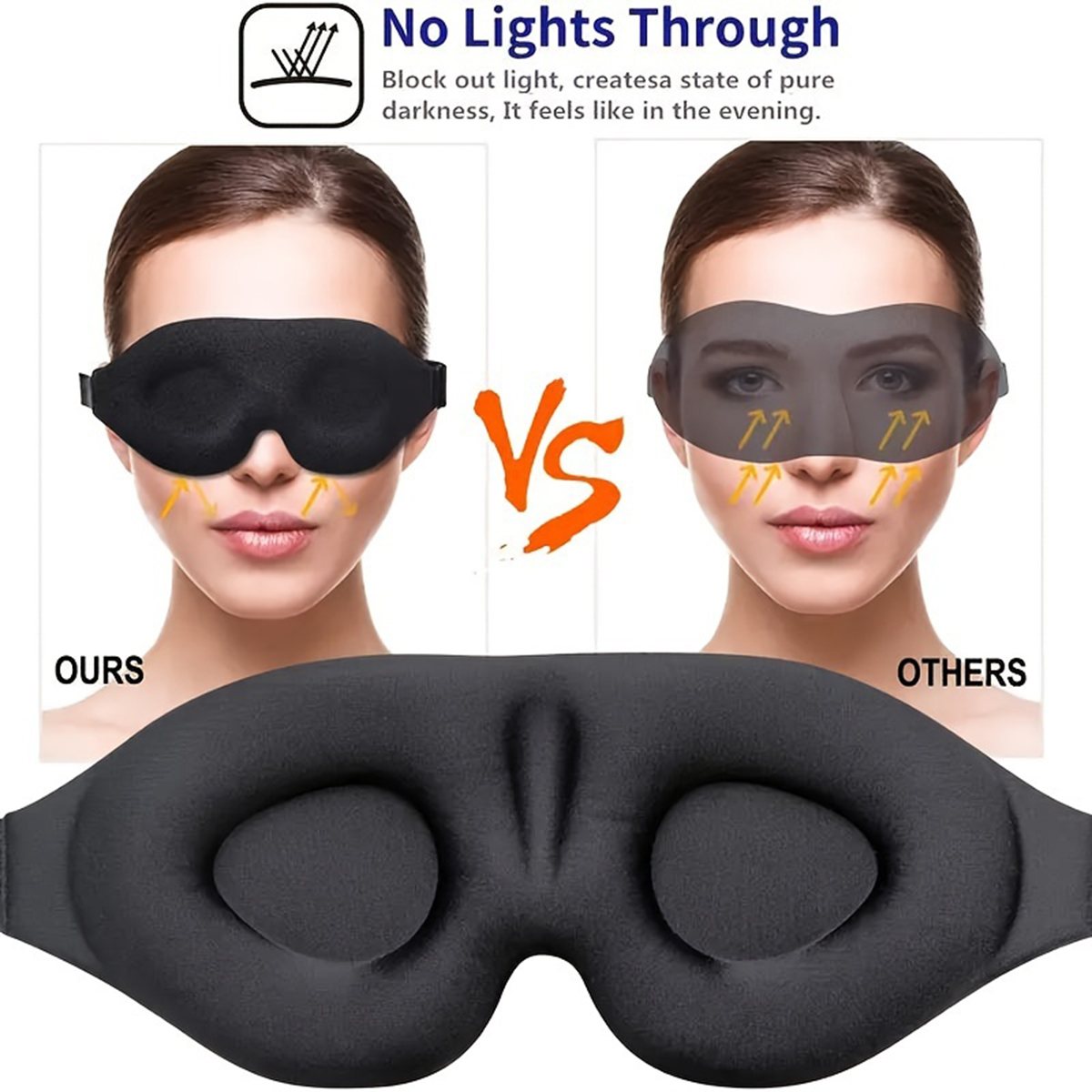 3D Eye Mask Adjustable Suitable for Men and Women with No Pressure on the Eyes Breathable and Light Blocking Eye Mask Black