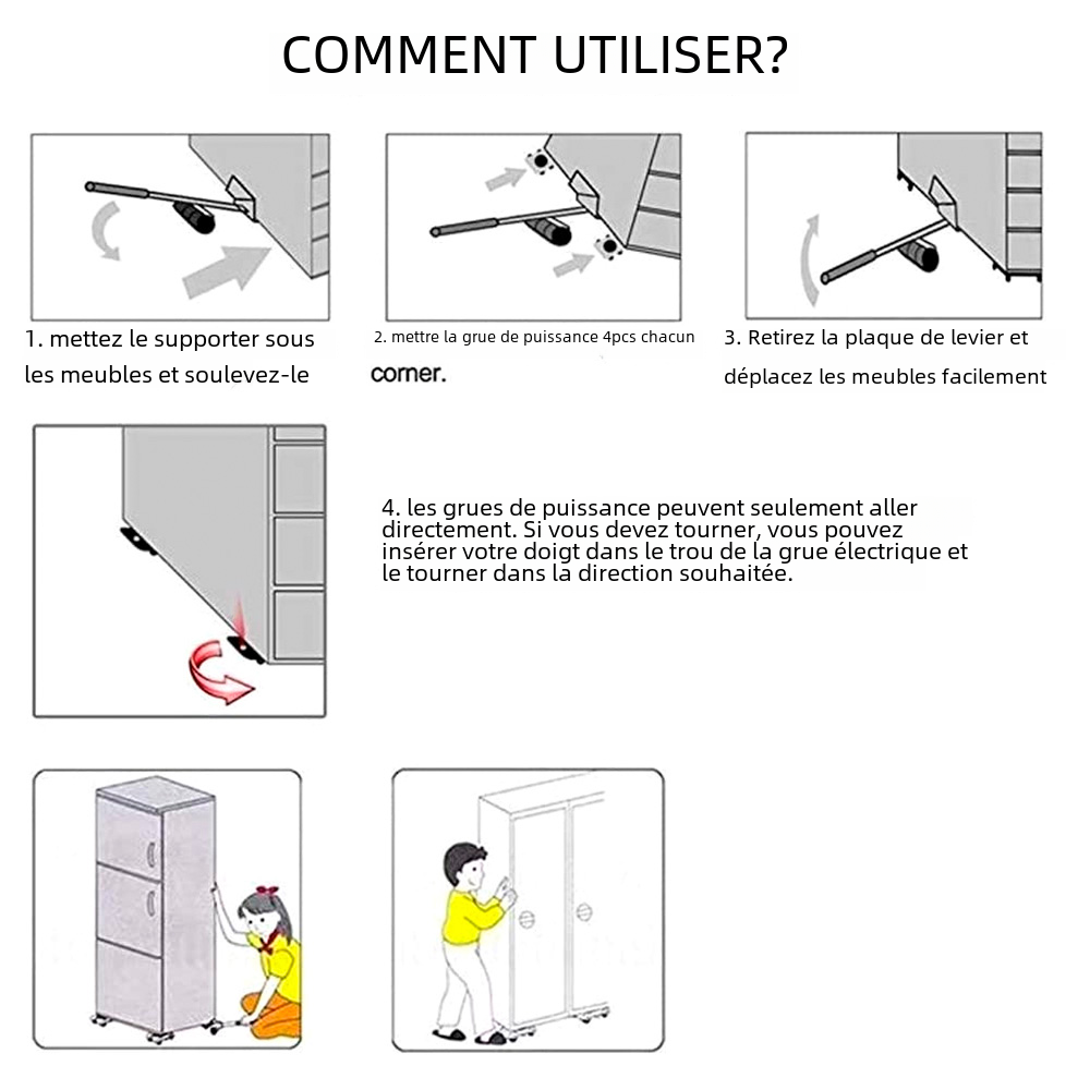 Lève-meubles robuste, ensemble de déplacement de meubles, aide à meubles mobiles, Machine à laver, réfrigérateur, outil de Transport pour la maison