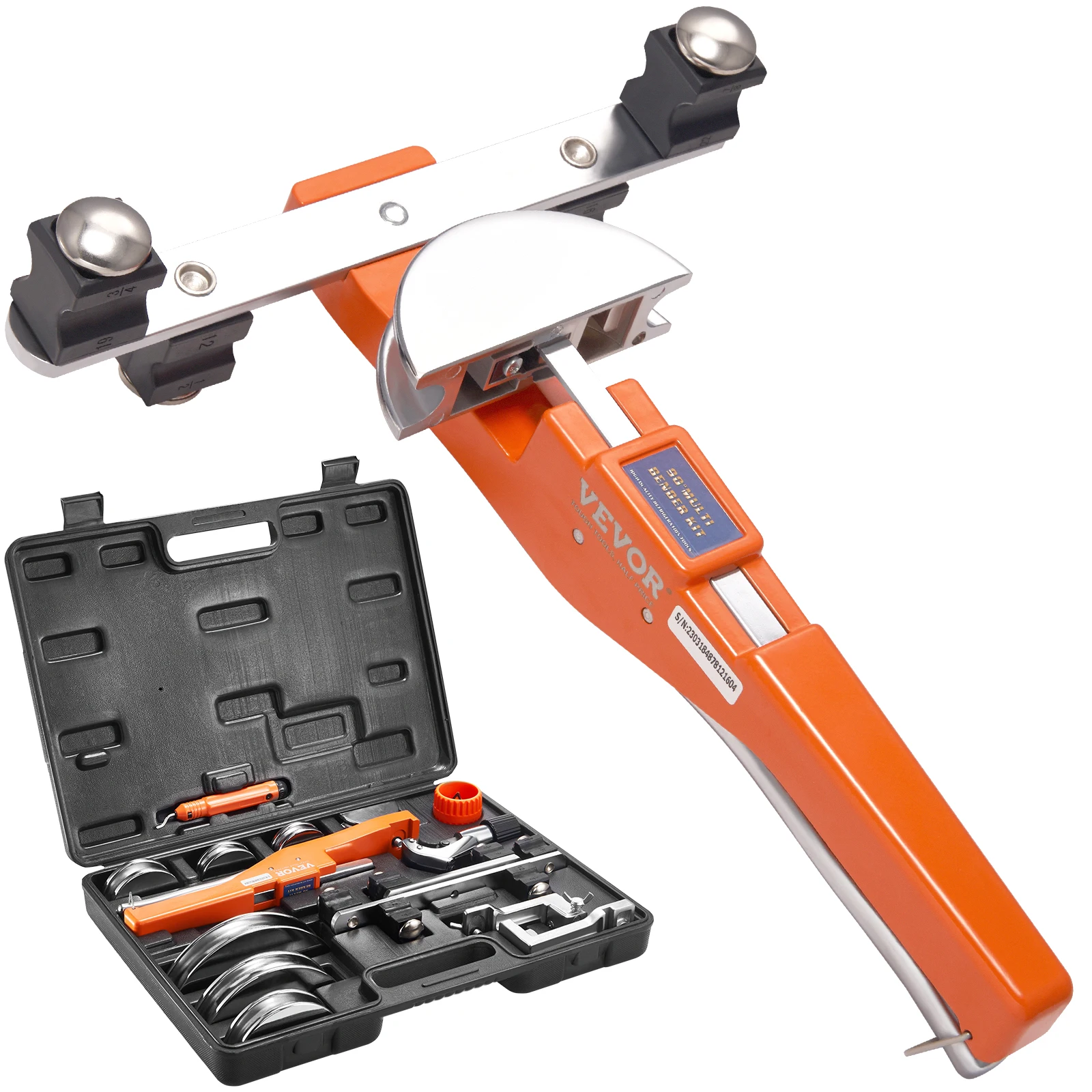 SucceBuy Pipe Tube Bender Ratcheting Reverse Tubing Bending Tools w/ 7 Dies Pipe Cutter for Air Conditioning Refrigerator Repair