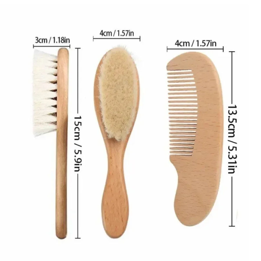 아기 나무 브러시 빗 너도밤 나무 부드러운 양모 신생아 빗 머리 마사지 아기 청소 샤워 순수 Natur 헤어 브러시 베이비 케어