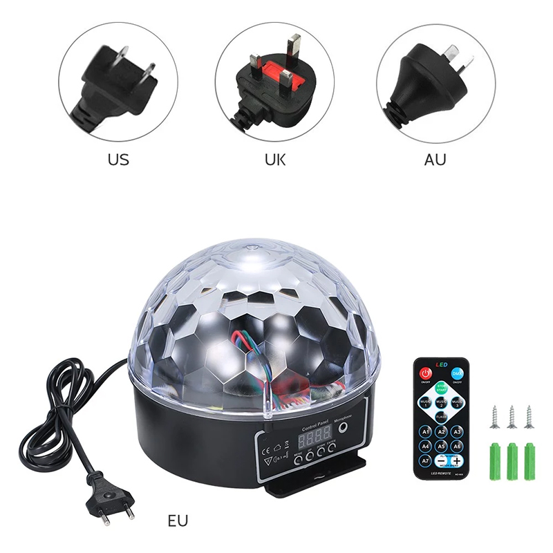 6 Colors LED Disco Ball DMX Crystal Magic Ball Stage Lighting Effect DJ Party KTV Christmas Sound Activated Light With Remote