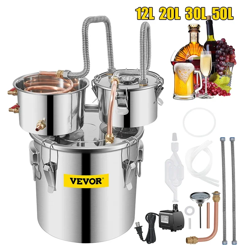 SucceBuy 12L 20L 30L 50L Alkoholbrühdestilliergerät DIY Moonshine-Gerät Edelstahl Still Whiskey Bier Brandy Heimgebrauch
