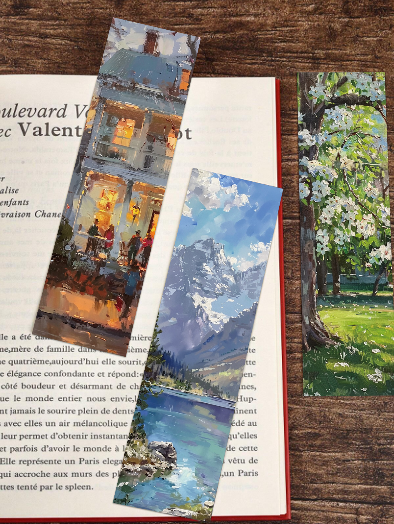 30pcs Oil painting Landscape Bookmarks Reading pages Book marks Student stationery paper card page decoration bookmarks