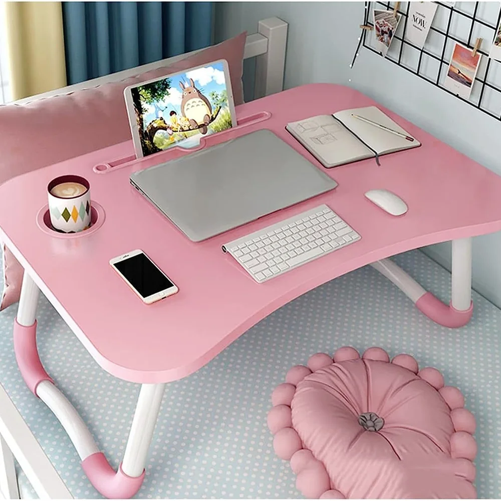 New Folding Laptop Desk for Bed & Sofa Laptop Portable Lap Desk Bed Tray Table Desk for Study and Reading Bed Top Tray Table