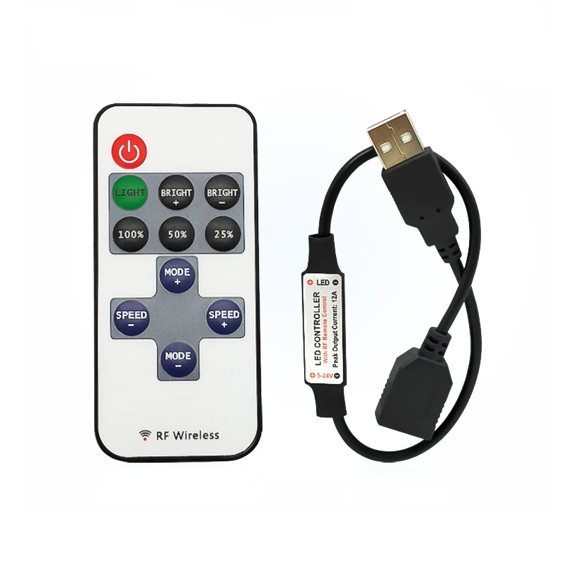 DC5-24V Mini 11Keys RF Wireless Led Remote Controller Led Dimmer Controller For Single Color Light Strip SMD5050/3528/5730/3014/
