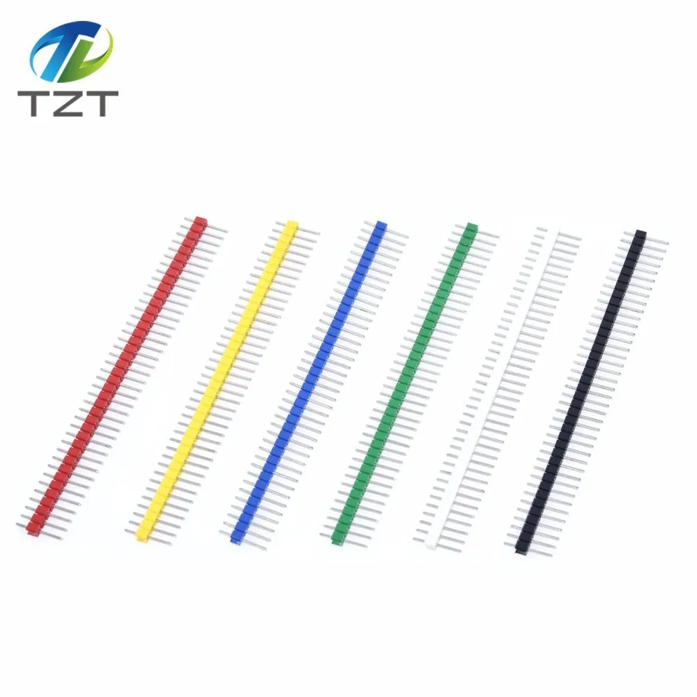 40Pin 1x40P 2,54 MM Stecker Zerbrechlicher Stiftleistenstreifen 2,54 Lang Blau Rot Weiß Grün Gelb Stecker 5 Farben Kit