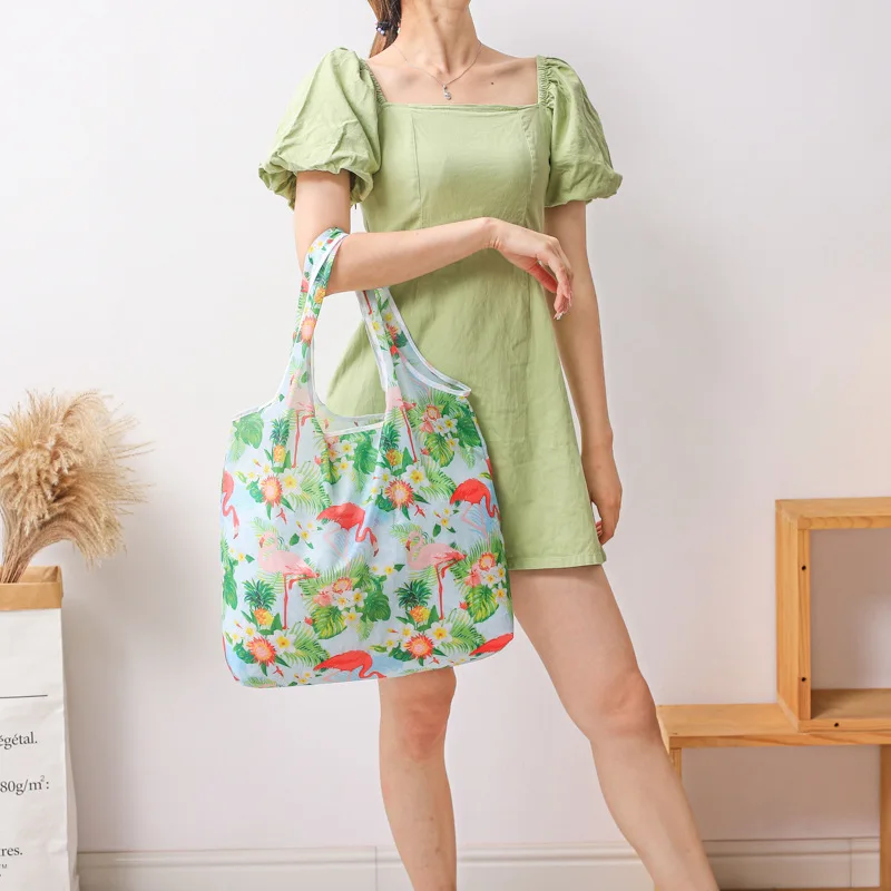 Large Capacity Folding Shopping Bag Environmentally Friendly Folding Bag Creative Portable Printed Hand-held Storage Bag