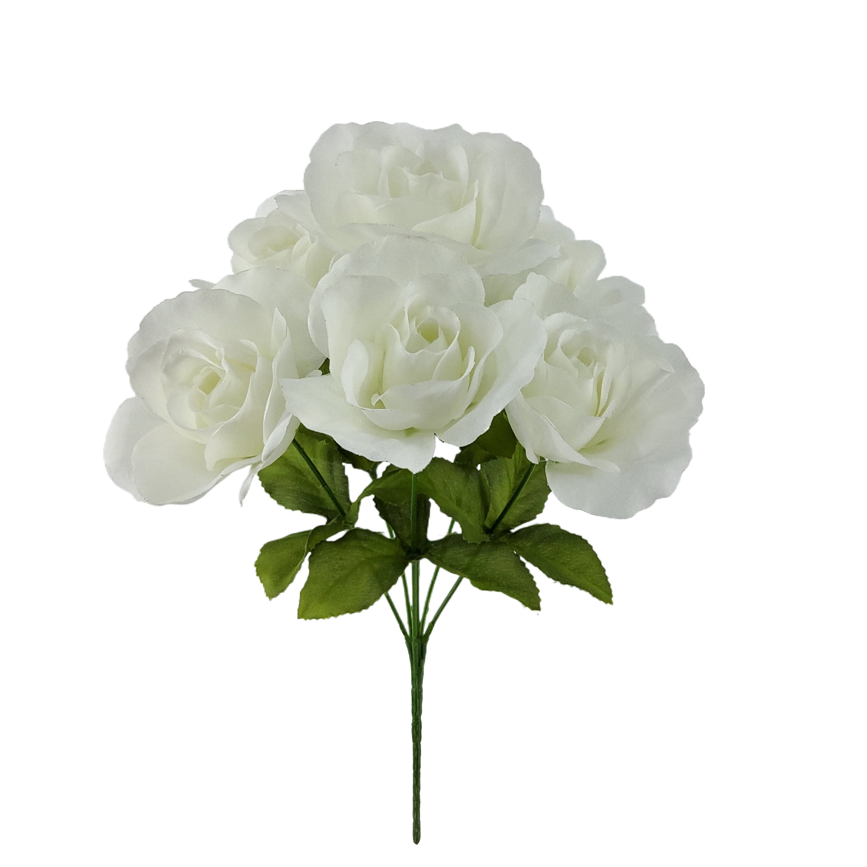 Indoor Artificial Sweet Rose Flower Pick, White Color, Assembled Height: 14"