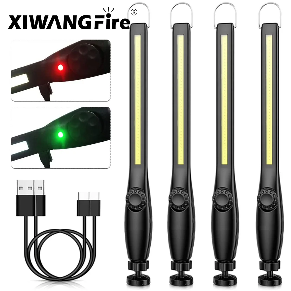 Linterna LED COB, luz de trabajo magnética, linterna recargable por USB, luz de inspección, lámpara de Reparación de automóviles y Camping, 1-10 Uds.