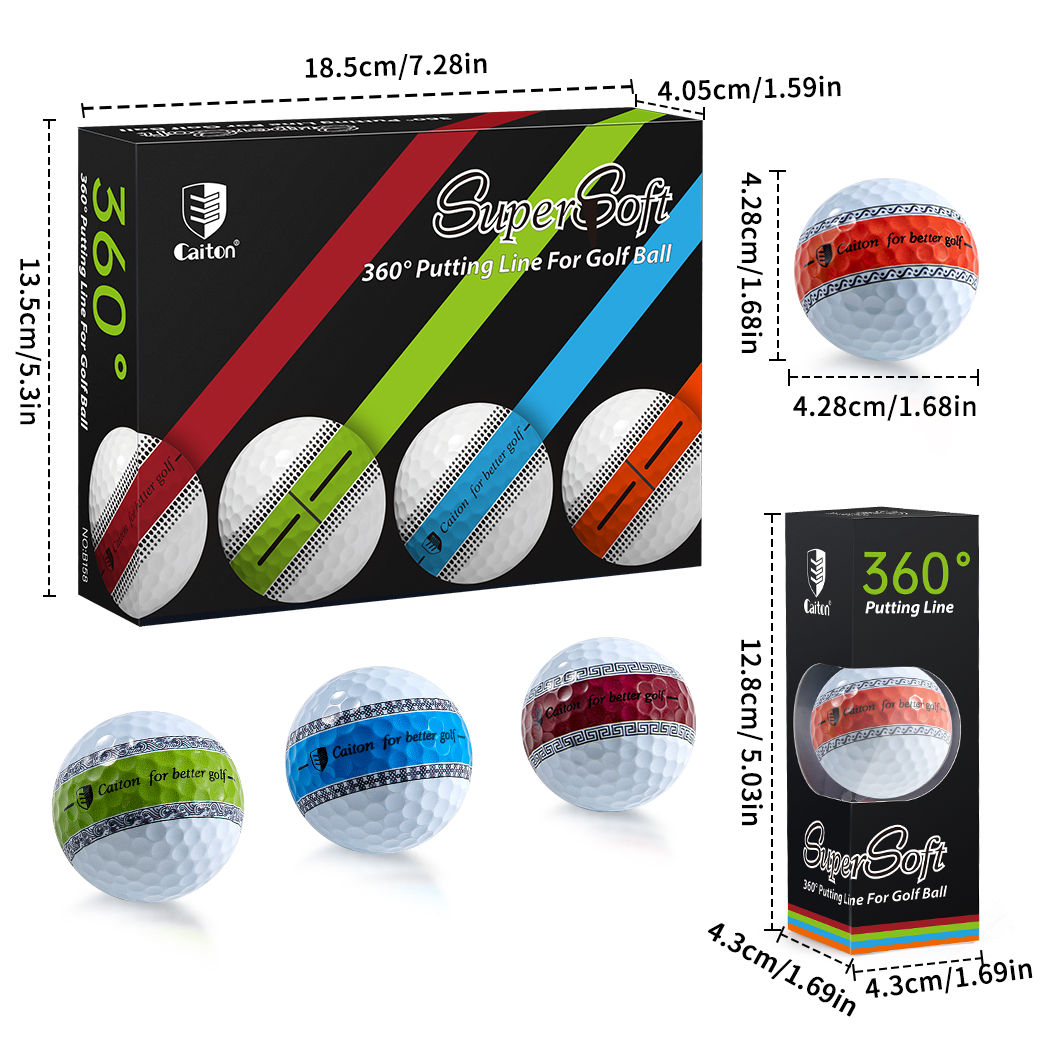 Caiton 12/3 pièces balle de golf Putter PU 3 couches, 360 °   Ligne de tir stable de précision, améliorant la précision et la stabilité