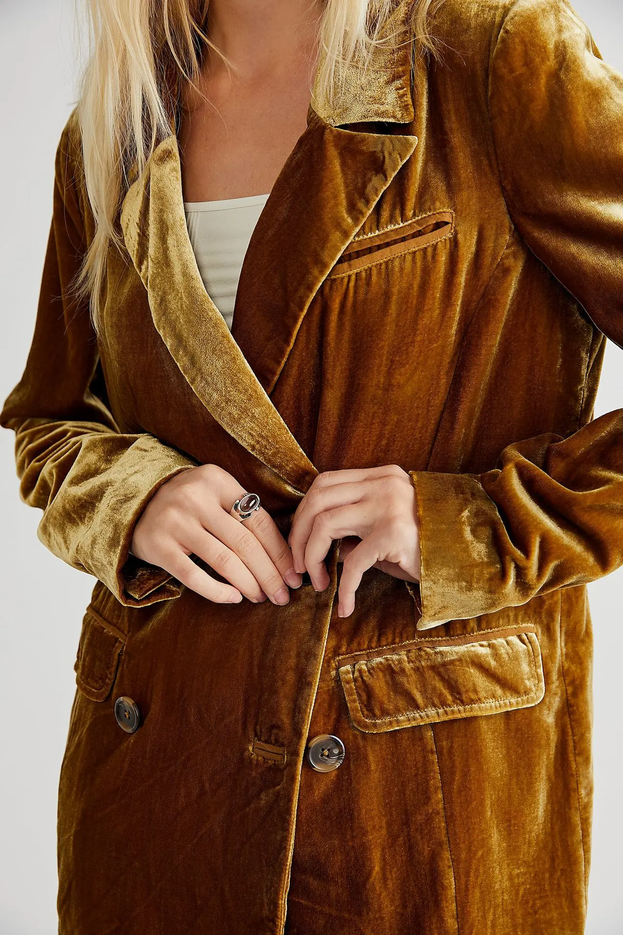 Женский вельветовый Блейзер на пуговицах, с длинным рукавом