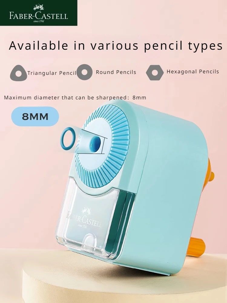 FABER CASTELL Manual Hand Crank ดินสอ Sharpener Sharpen 8 มม.เส้นผ่านศูนย์กลาง Candy สีสําหรับเด็ก,ศิลปิน,นักเรียนสํานักงานเครื่องเขียน