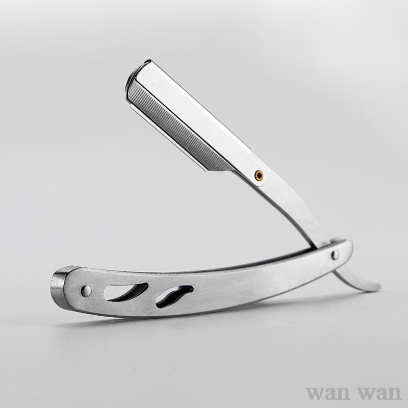 Stainless Steel Razor Holder Golden Men's Manual Folding Straight Edge Shaver Barber Shop Beard Trimmer With Shaving Blade Y1003