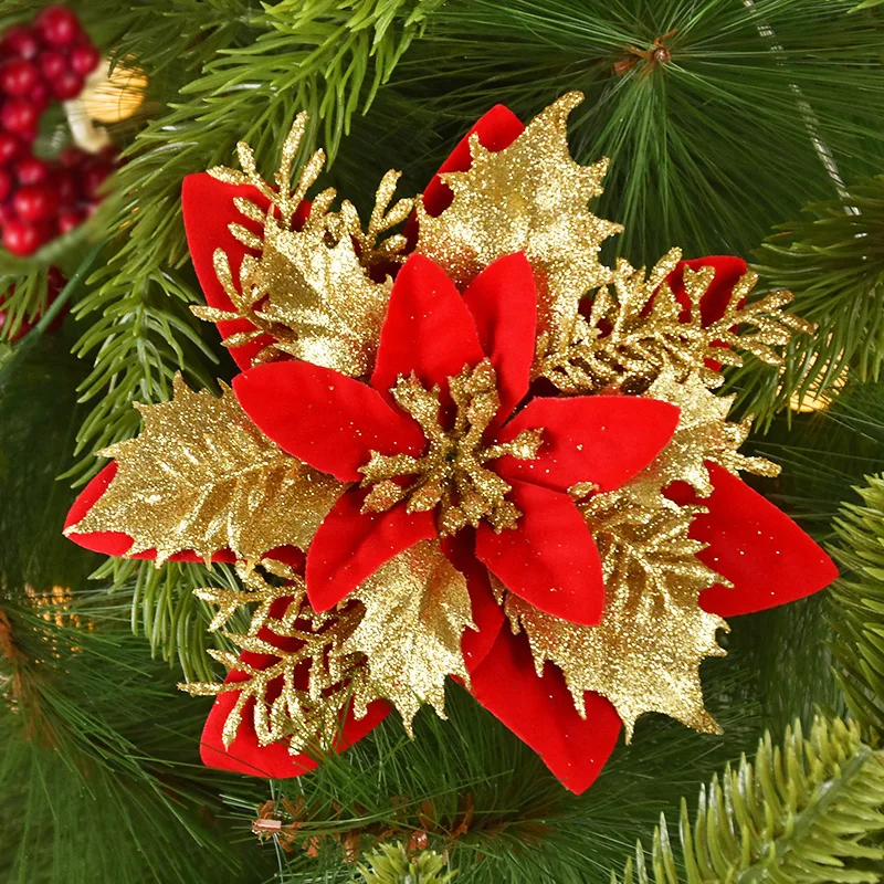10/5 Chiếc 14Cm Lấp Lánh Nhân Tạo Giáng Sinh Hoa Quà Giáng Cây Đồ Trang Trí Merry Đồ Dùng Trang Trí Giáng Sinh Cho Gia Đình Năm Mới tặng Navidad
