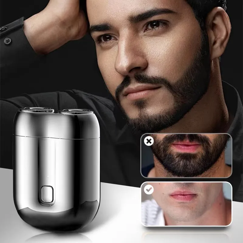 2025 nuevo Mini afeitadora eléctrica de doble cabezal mejorada con succión magnética para hombres, afeitadora portátil recargable por USB resistente al agua