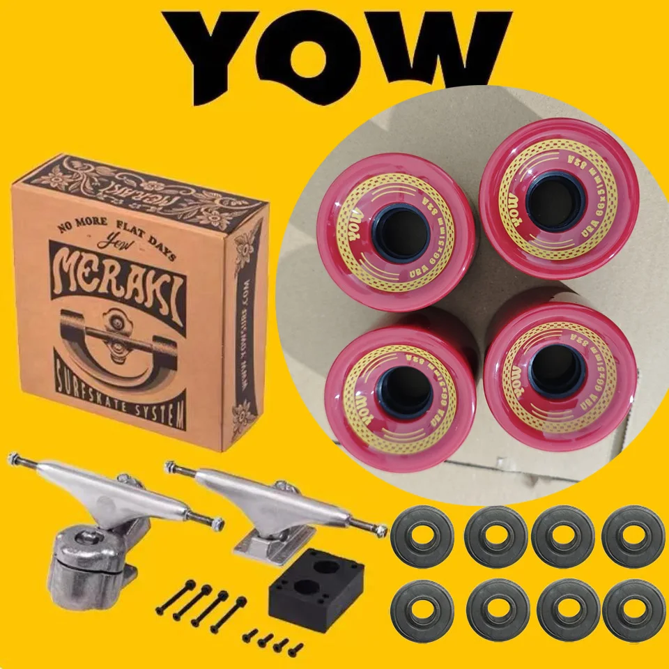 Подлинные кронштейны для лонгборда YOW Land Surf, скейтборда с колесами и подшипниками вместе, блюдо, уровень хорошего качества