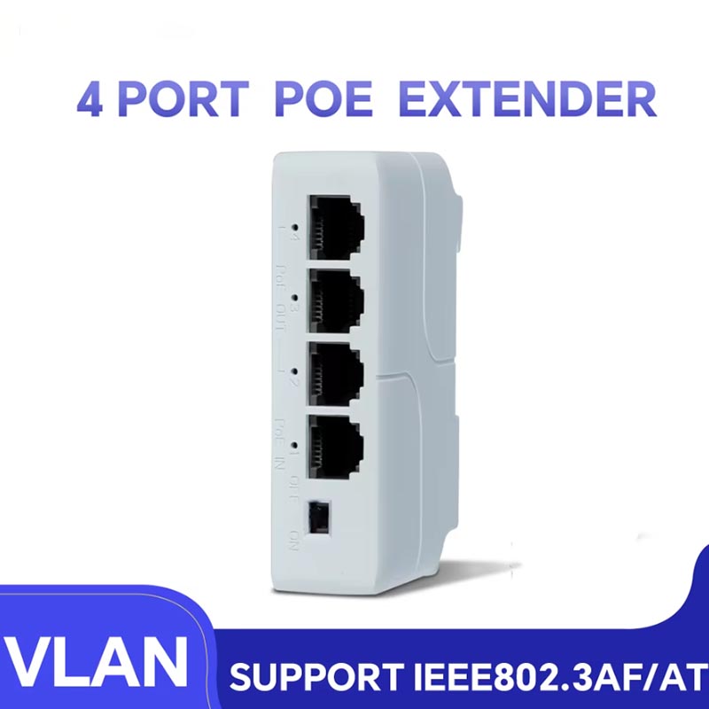 4-poorts PoE Extender poe repeater voor IP-poort Transmissie Extender voor POE Switch NVR IP-camera