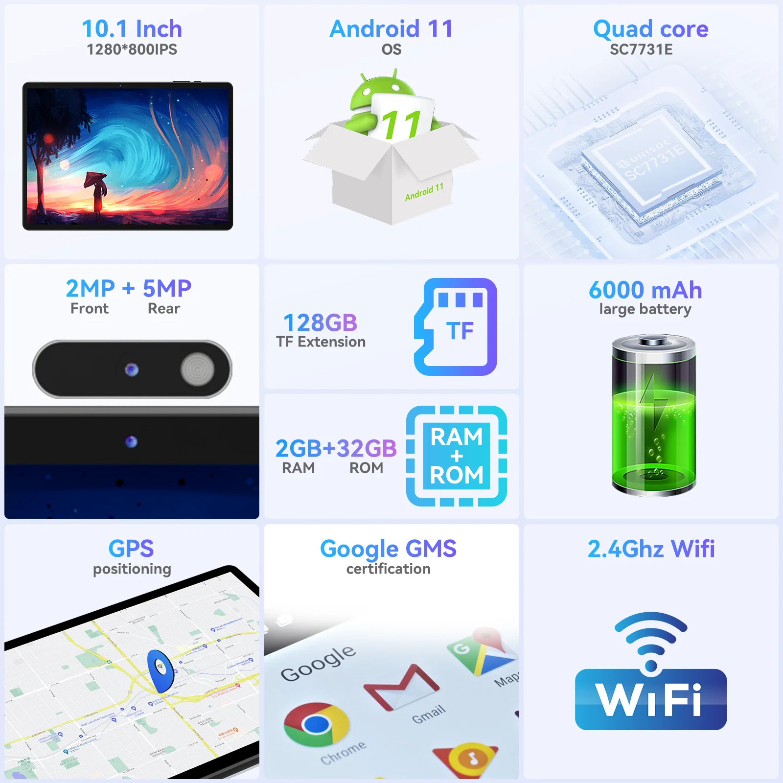 (クリアランス) LeoPad10 タブレット 10.1 インチ Android 11 2GB RAM 32GB ROM クアッドコア Bluetooth Wifi ポータブル タブレット PC 6000mAh 格安タブレット
