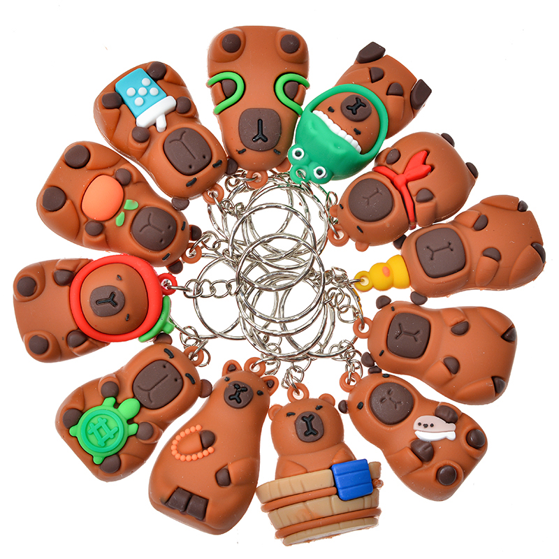 24 stks/set Capybara Figuur Blind Box Anime Capibara Figuren Pop Sleutelhanger Hanger Decoratie Speelgoed Voor Kinderen Kerstcadeau