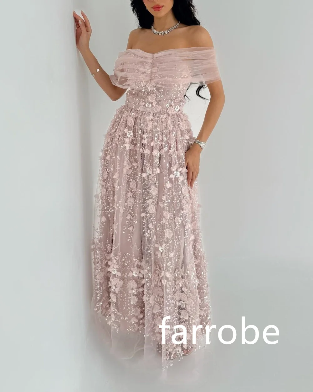 Customized Sparkle Net Pleat Sequined A-line Off-the-shoulder Midi Dresses Homecoming Dresses Classic Exquisite Modern Style Pas