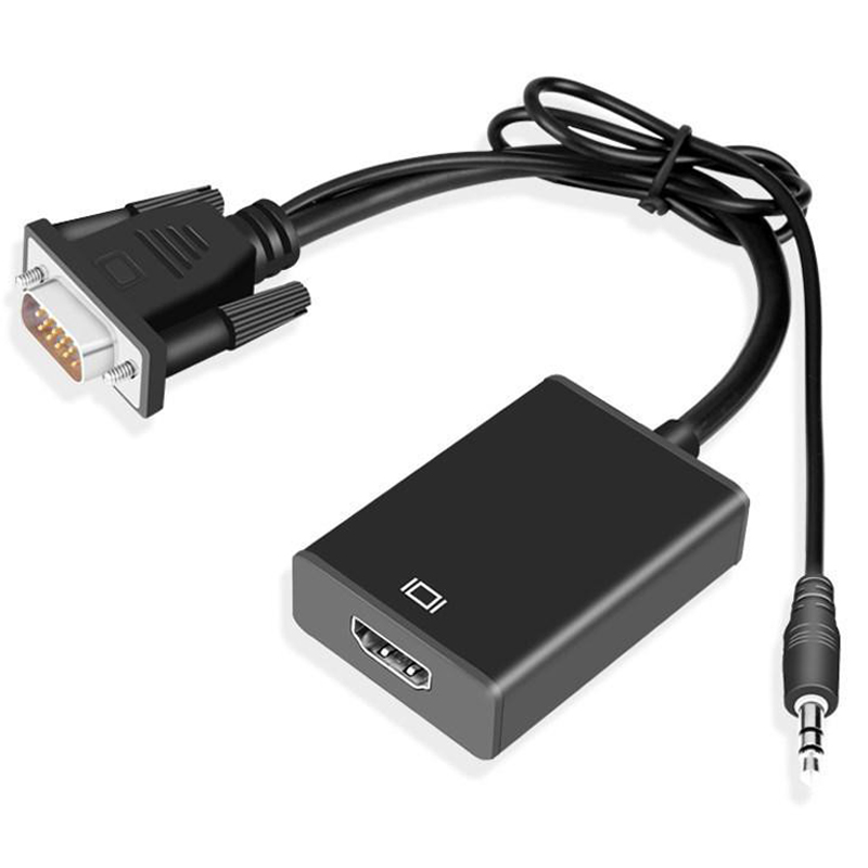 VGA TO HD 변환기 고화질 오디오 비디오 케이블 어댑터 VGA 입력 컴퓨터 노트북 TV 프로젝터 용 HDMI 호환 출력